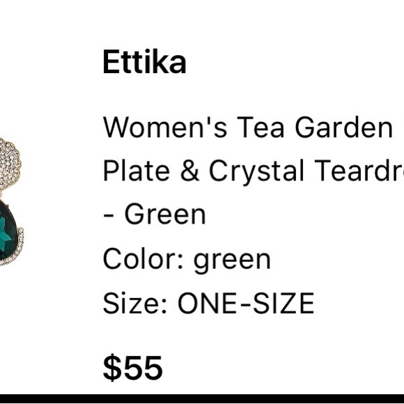 Ettika Green Teardrop Earrings with Ornate Plate
